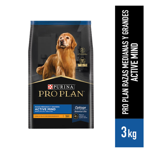 Pro Plan Active Mind razas medianas y grandes de 7 años a más 3 kg
